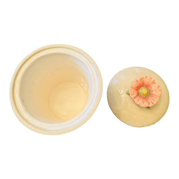 Vintage Michel & Company Ceramic Canister With Floral Lid  7.5” H Beige & Pink - Picture 6 of 9